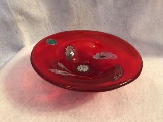 Vintage Mid - Century Murano Art Glass Bowl / Ashtray Old Stock W/ Foil Label
