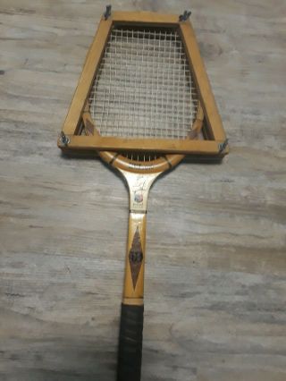Vintage WILSON Jack Kramer Autograph Tennis Racket & Vintage Wooden Head Press 2