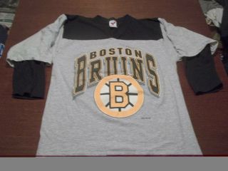 Boston Bruins Vintage 1992 Artex Brand Jersey Style Long Slv T - Shirt - Large - Rare