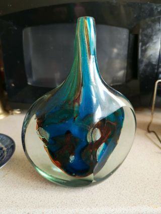 Vintage Malta Hand Made Mdina Glass 19cm Lollipop Vase