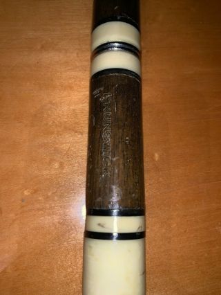 Brunswick Cue Mother Of Pearl Inlay Carved 4pc Vintage Billiard Pool 2