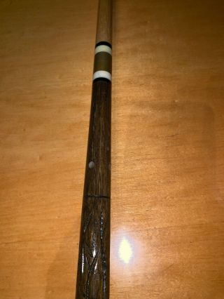 Brunswick Cue Mother Of Pearl Inlay Carved 4pc Vintage Billiard Pool 6