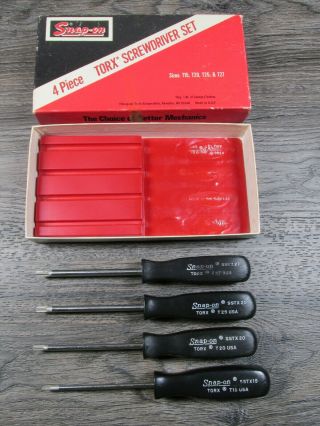 Vintage Snap On Tools 4pc Mini Torx Hard Handle Screwdriver Set 2