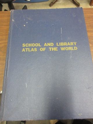 Vintage 1966 School & Library Atlas Of The World Large Book Collectible M - 37