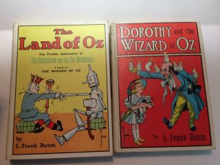 Vintage The Land Of Oz And Dorothy,  Wizard Of Oz 2 Hardcover Books L F Baum