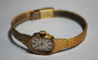 Vintage Longines Ladies Gold Tone Mesh 17 Jewel Swiss Watch W 5602 Movement