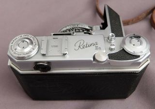 Kodak Retina IIa 35mm rangefinder film camera outfit with Xenon,  filters,  hood, 4