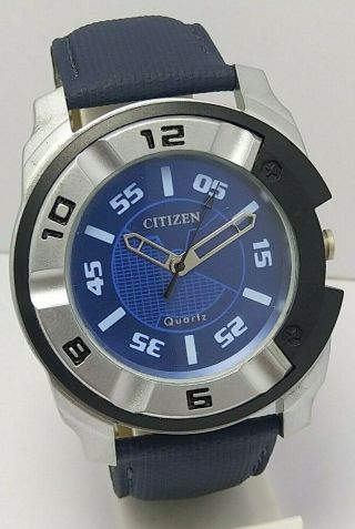 Rare Vintage Citizen Quartz Blue Dial Wrist Watch For Men 