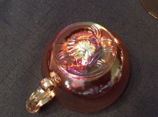 Vtg.  Jeannette Glass Marigold Carnival Glass Christmas Egg Nog Set Bowl & 6 Cups 7