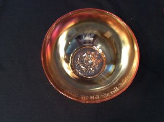 Vtg.  Jeannette Glass Marigold Carnival Glass Christmas Egg Nog Set Bowl & 6 Cups 8