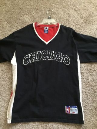 Chicago Bulls Champion Warm Up Shooting Jersey Basketball Vintage Large Official