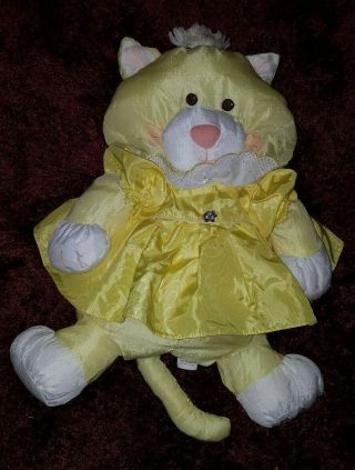 Puffalump Yellow Cat Dress Fisher Price Plush 2006 Stuffed Nylon 15 " Vintage
