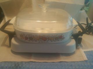 Vintage Corning Ware Electromatic Skillet With A - 22 - B Spice Of Life & Glass Lid