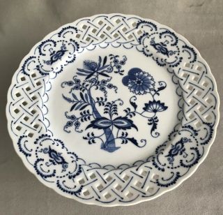 PV03679 Vintage BLUE DANUBE Japan Pierced Cake / Cookie Pedestal Plate 3
