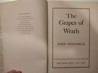 The Grapes of Wrath by John Steinbeck True 1st Edition,  April 1939 FINE 9