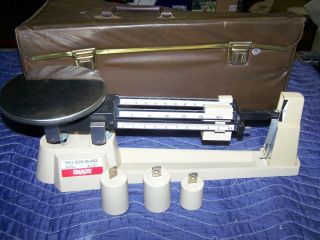 Vintage Ohaus Series 700/800 Triple Beam Scale With Weights And Case