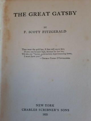 THE GREAT GATSBY F SCOTT FITZGERALD 1925 FIRST EDITION CHAS SCRIBNER GOOD, 3