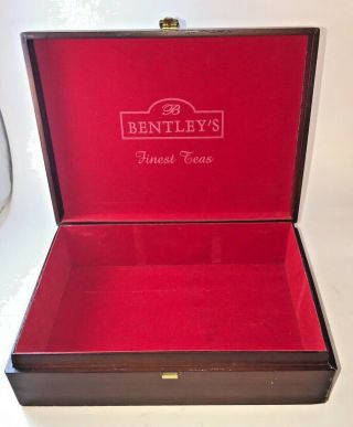 Bentley’s Finest Teas Vintage Wood Tea Box With A Red Felt Lining