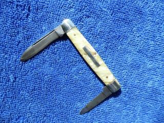 Vintage Camillus Pocket Knife Celluloid Pearl Ice 4 Line Old Knives