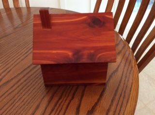 Vintage Wooden Recipe Box Shaped Like Birdhouse