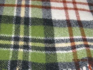Vintage Pendleton ? Green Plaid Wool Blanket 65x52