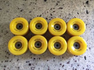 8 Vintage Yellow Metaflex Easy Rider Roller Skate Wheels