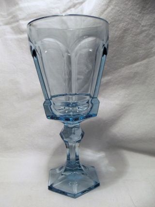Set Of 8 Vintage Fostoria Light Blue Wine Glass Virginia Pattern