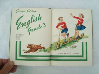 Vintage School Book,  English Grade 3 Great Mid Century Graphics Art Work 1952