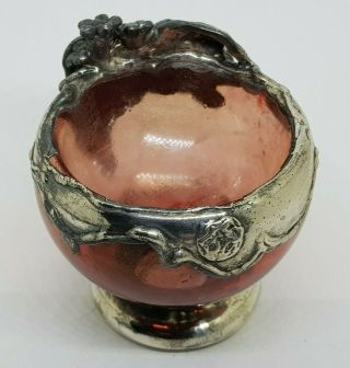 King Solomon Finds Artisan Glass Sterling Silver 925 Salt Cellar Israel Vintage 7