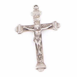 Vtg Sterling Silver - Inri Crucifix Cross Jesus Christ Religious Pendant - 3.  5g