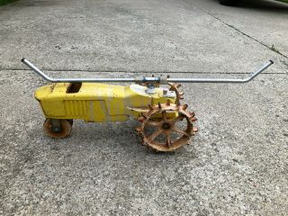 Vintage Yellow Nelson Cast Iron Traveling Tractor Sprinkler System - 4232