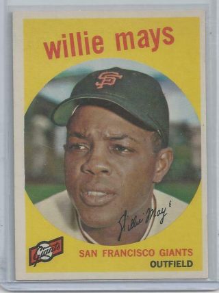 1959 Topps Vintage Baseball Card 50 Willie Mays Hof San Francisco Giants Legend