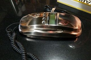 Vintage Radio Shack Trim Line Shiny Chrome Desk/wall Telephone W/caller Id