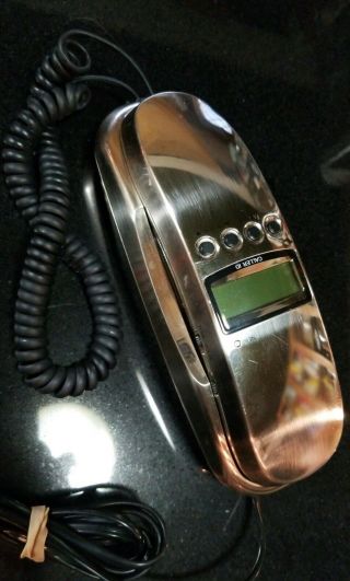 Vintage Radio Shack Trim Line Shiny Chrome Desk/Wall Telephone W/Caller ID 3