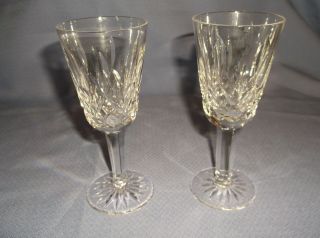 2 Vintage Waterford Crystal Lismore Sherry Glasses 5 1/8 " H 1 Chip & 1 Crack