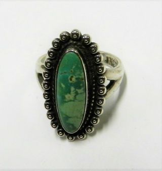 Unsigned - Sterling Silver Carico Lake Turquoise Ring - Size 5 1/2 - Vintage