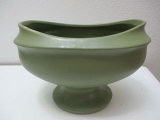 Vintage McCoy Floraline Pottery Oval Pedestal Planter 441 Green 5 7/8 