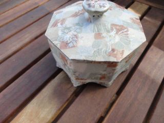 Vintage Asian Octagonal,  Stoneware Signed Lidded Box 5