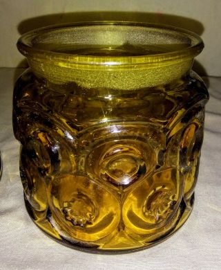 Vintage set of 3 L.  E.  Smith amber glass canisters,  moon and stars 7