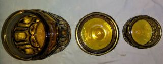 Vintage set of 3 L.  E.  Smith amber glass canisters,  moon and stars 8