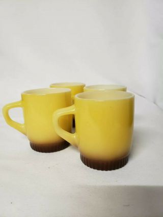 Vintage Fire King Anchor Hocking Coffee Cups Mug Yellow Burnt Orange 4