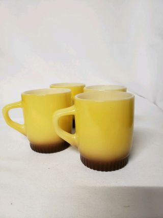 Vintage Fire King Anchor Hocking Coffee Cups Mug Yellow Burnt Orange 4 4