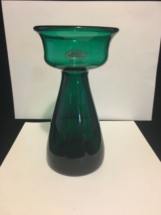 Vintage 2001 Blenko Hand Blown Art Glass 7” Vase Green