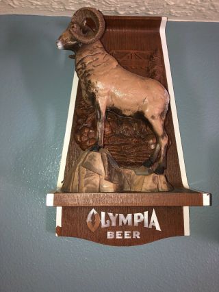 Vintage Olympia Beer Sign Bighorn Sheep Wildlife Hunting 3d Back Bar Pub Plaque