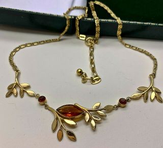 Vintage 1950s Floralia Rodi Weinenberger Rolled Gold Rhinestone Necklace