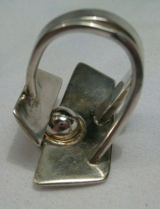 Vintage Sterling Silver & 14k Gold Modernist Ring.  56 5