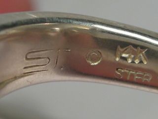 Vintage Sterling Silver & 14k Gold Modernist Ring.  56 7