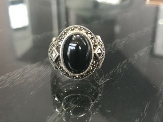 Vintage Sterling Silver And Marcasite Ring Size 6.  75