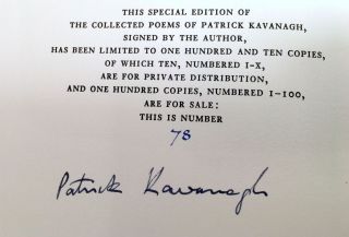 Special Edition Collected Poems Patrick Kavanagh 78 of 100 Autographed 1964 2