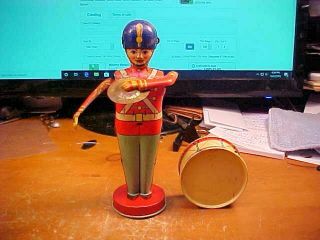 Vintage Tin Wind Up Toy By J.  Chein Soldier Drummer Boy Made In Usa Tin Toy
